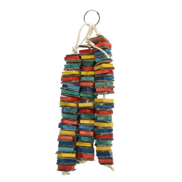 Bird Chewing Toys,Hanging Colorful Wooden Block Playing Accessories,Purely Handmade Bird Cage Climbing Biting Accessories for Rodents