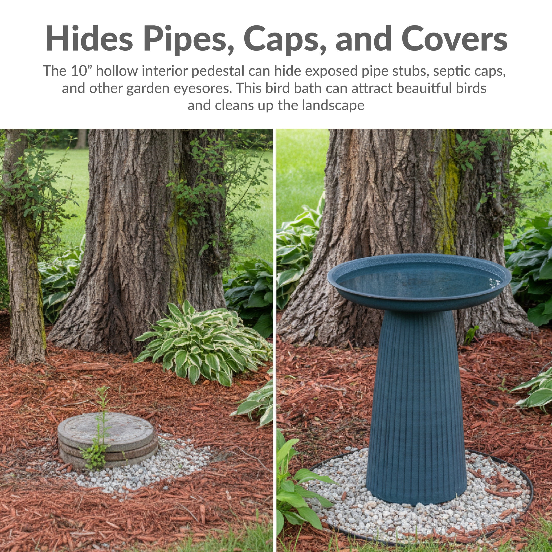 Sunnydaze Gleeful Garden Metal Bird Bath for Outdoors - UV-Resistant Large Bird Bath for Outside - 23-Inch - Blue Glaze