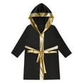thumbnail image 3 of TiaoBug Kids Boys Boxing Halloween Costume Metallic Long Sleeve Hooded Robe Boxer Cloak with Belt Black 6, 3 of 7