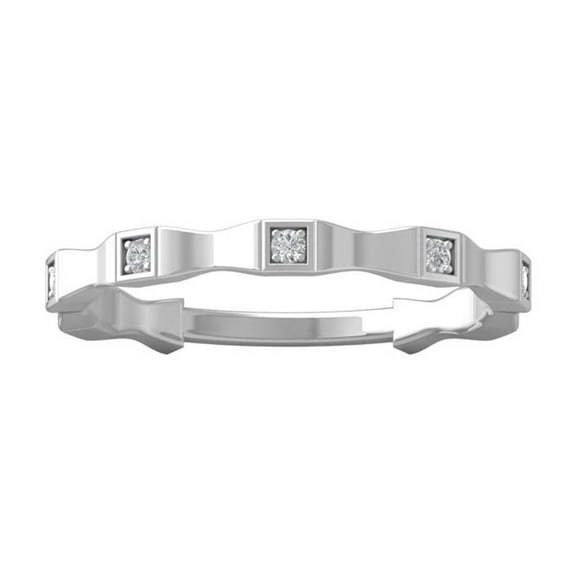 Araiya Fine Jewelry 10K White Gold Round-shape Lab Grown Diamond Wedding Band Ring ( 1/20 cttw, D-F Color, VS Clarity) Size 5