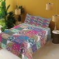 thumbnail image 2 of Ambesonne Boho Fitted & Top Sheet Set with Shams, Teardrop Paisley Colorful Art, Multicolor, 2 of 5