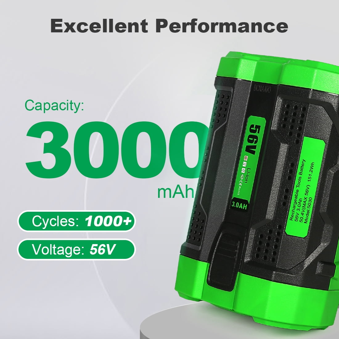 SUNBAT 56V 3000mAh Power Tool Battery for EGO BA4200 BA1400T BA4200T BA2800