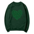 thumbnail image 7 of Guzom St. Patrick's Day Womens Sweatshirt - Shamrock Heart Print Army Green Crew Neck Long Sleeve Relaxed Fit Casual Festive Top,Size L, 7 of 7