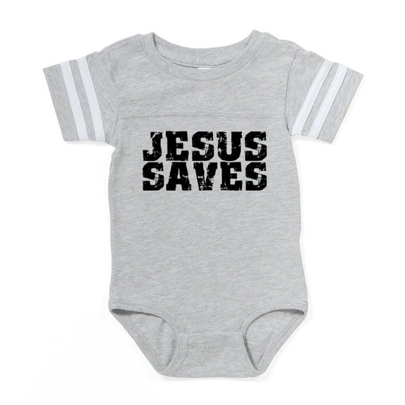 CafePress - Jesus Saves Bk - Cute Infant Baby Football Bodysuit