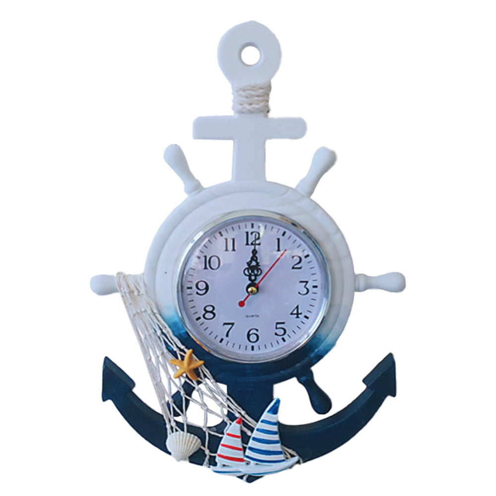 Wall Clock,Nautical Clocks Beach Wheel Wall Clock Decoration Maritime
