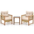 thumbnail image 4 of Gymax 3 PCS Furniture Set Patio PE Wicker Conversation Bistro Set Light Brown & Beige, 4 of 4