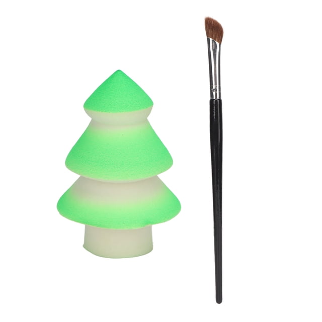 Rawiri, 2 uds., esponja de maquillaje navideña, juego de brochas oblicuas para sombra de nariz, cepillo de esponjas de belleza facial portátil suave