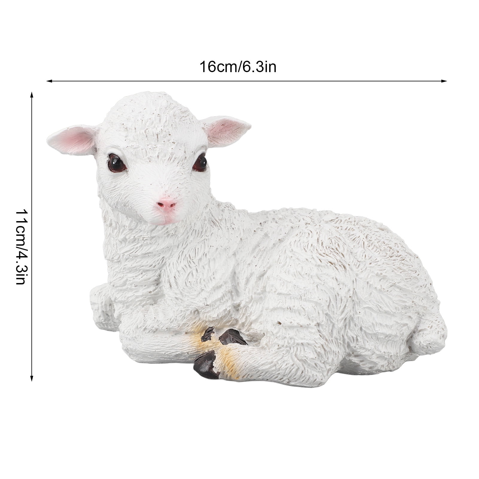 Sheep Statue Hand Made Lifelike Lamb Shape Figurine Resin Garden Sculpture for Indoor Outdoor Decoration Lying