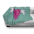 thumbnail image 3 of Angel Wings Soft Flannel Fleece Throw Blanket, Flying Cupid Carrying Big Heart Happy Valentines Day Design, Cozy Plush for Indoor and Outdoor Use, 50" x 70", Turquoise Marigold, by Ambesonne, 3 of 6