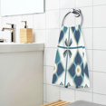 thumbnail image 3 of Yayeee 2 Pack Hand Towels for Bathroom 100% Cotton 16" x 28" Kitchen Towel, Blue Mosaic Pattern, 3 of 7