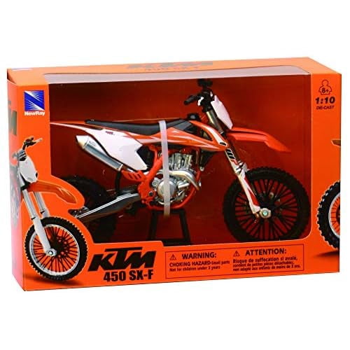 KTM 450 SX-F Dirt Bike Orange and White 1/10 Diecast Motorcycle Model by New Ray
