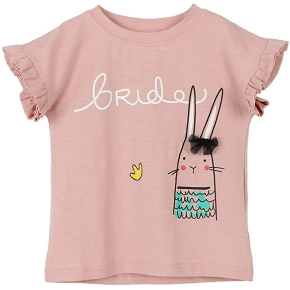 Conti Kids Little Girls Flutter Sleeve Roundneck T-Shirt Pink 2-3 Years