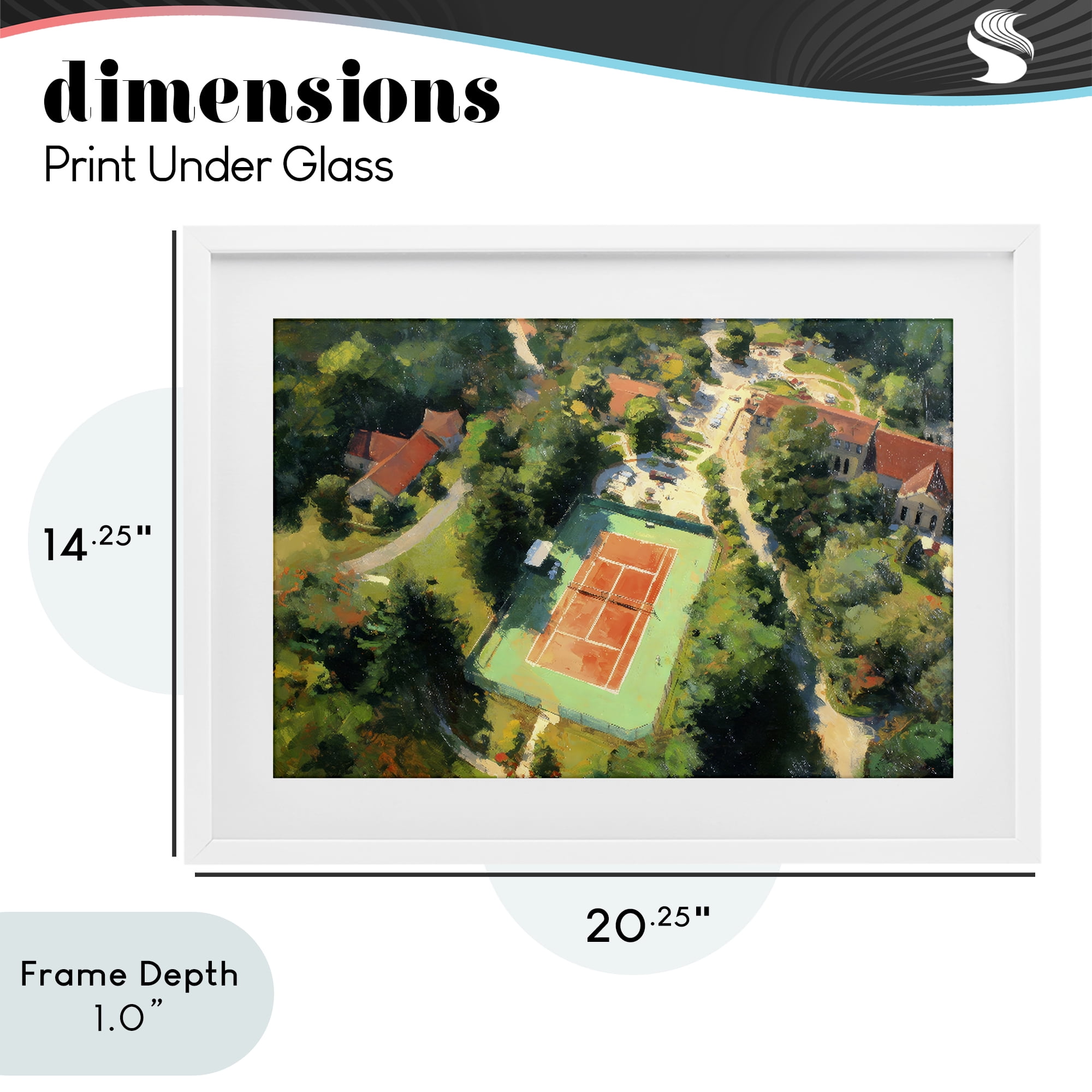 Stupell Industries Aerial Tennis Court Park White Framed Print Under Glass, design by Petal Prints Design