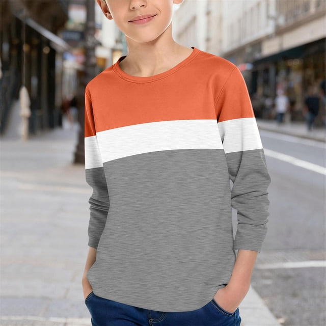 Cowsor Boys Girls T Shirts Casual Raglan Long Sleeve Tee Crewneck Color Block Cute Blouses Tops
