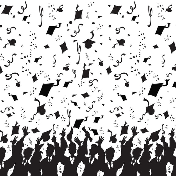 Party Central Pack of 6 Black and White Graduation Photo Backdrop Wall Decor 30'