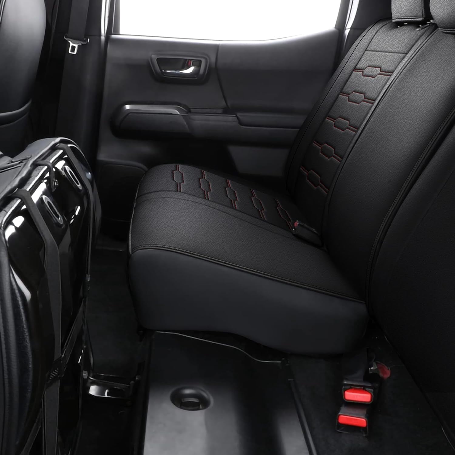 Toyota Tacoma Seat Covers Custom Fit for 2024-2025 5 Seat Full Set Fit for Truck Double Crew Cab Semi-Custom Car Seat Covers Faux Leather Automotive Seat Cushion Protectors - Red