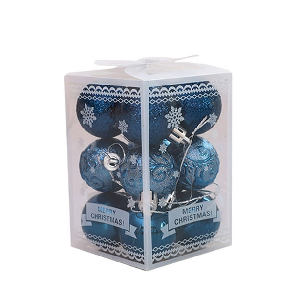 Wosthever 12x adornos de brillo para decoración del hogar bolas de Navidad con bolas de árbol de Navidad de construcción duradera Kits de decoración para fiestas azul oscuro