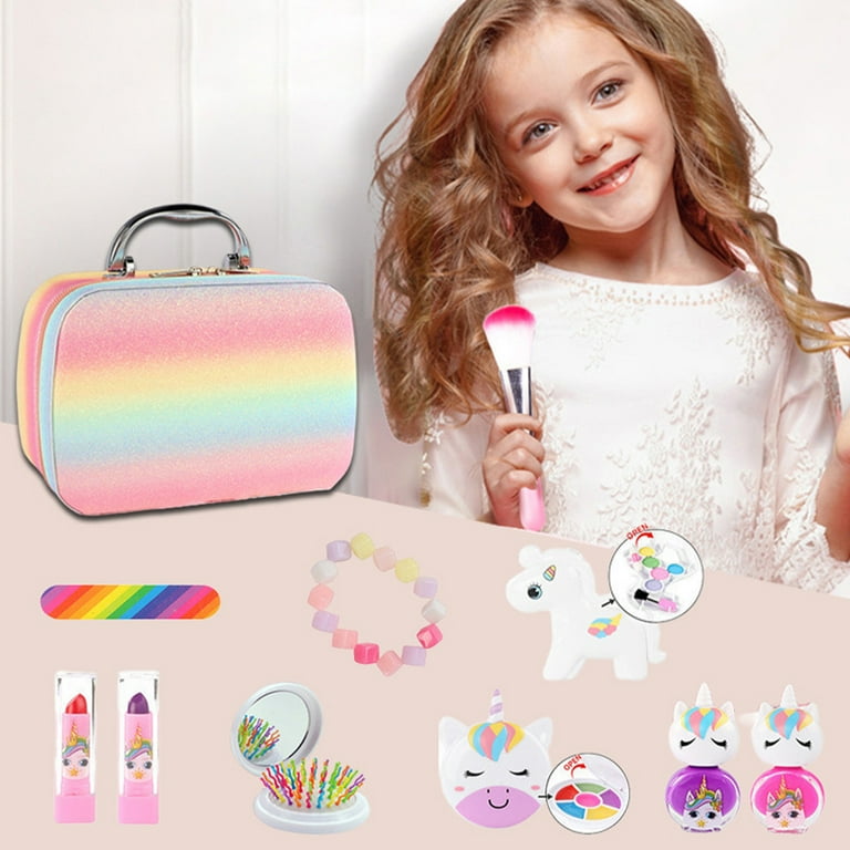 Kids Washable Makeup Set with Unicorn Purse for Little Girls