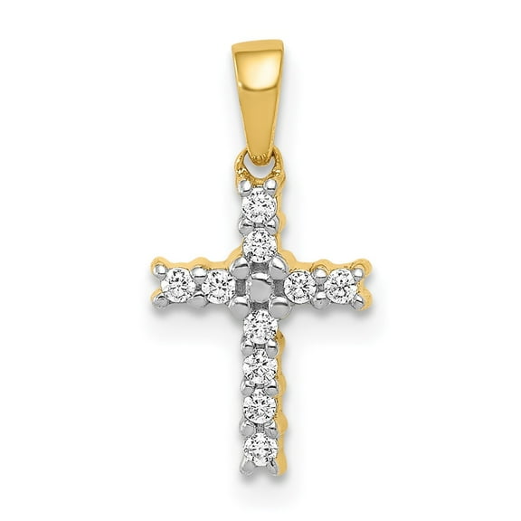 14k 1/10 carat Lab Grown Diamond VS/SI  G  Complete Latin Cross Pendant