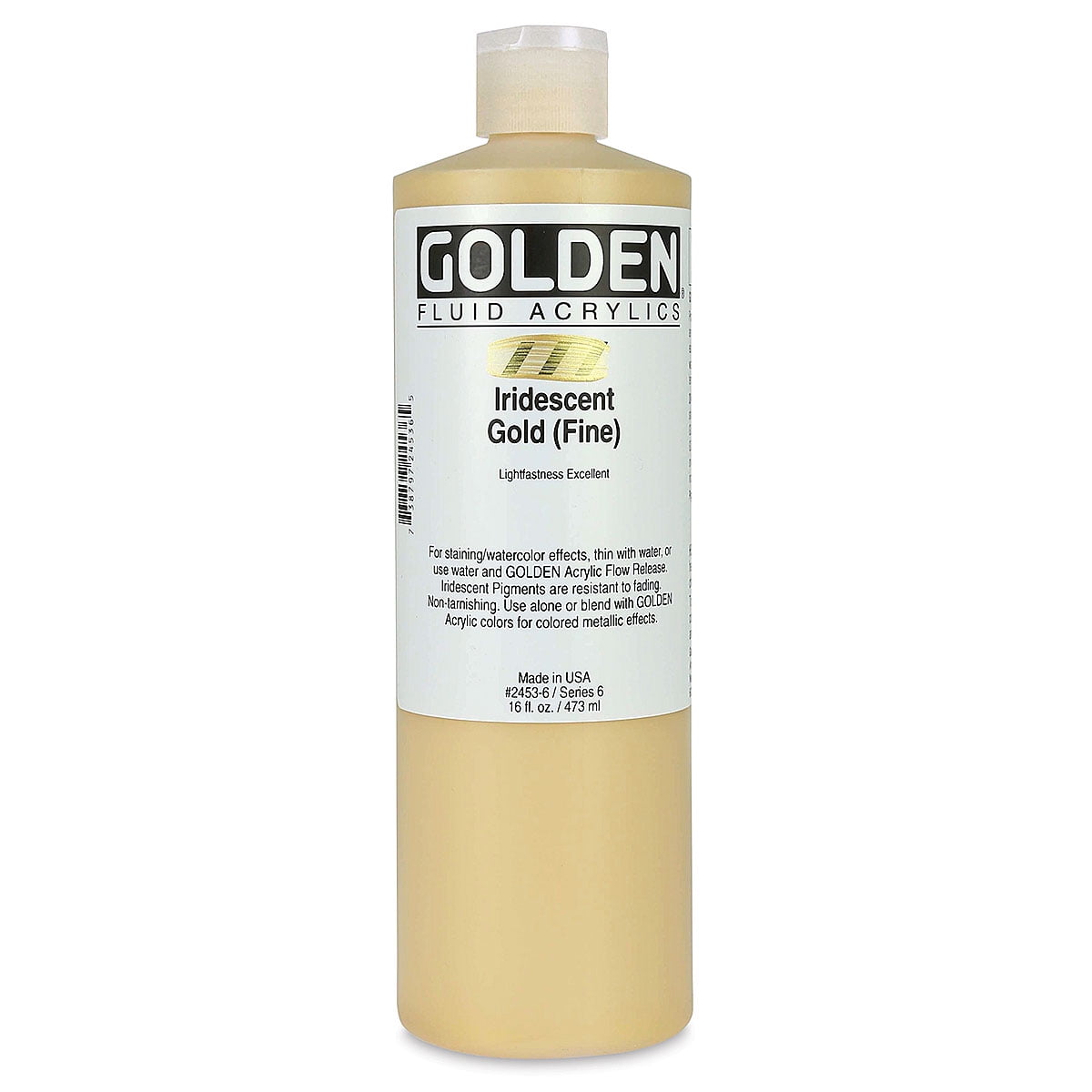 Golden Fluid Acrylic Paint 16 Oz Iridescent Gold (Fine)