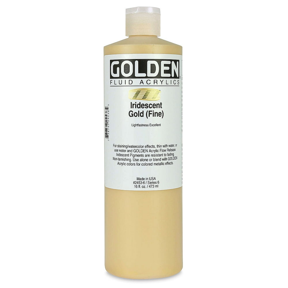 Golden Fluid Acrylic Paint 16 Oz Iridescent Gold (Fine)