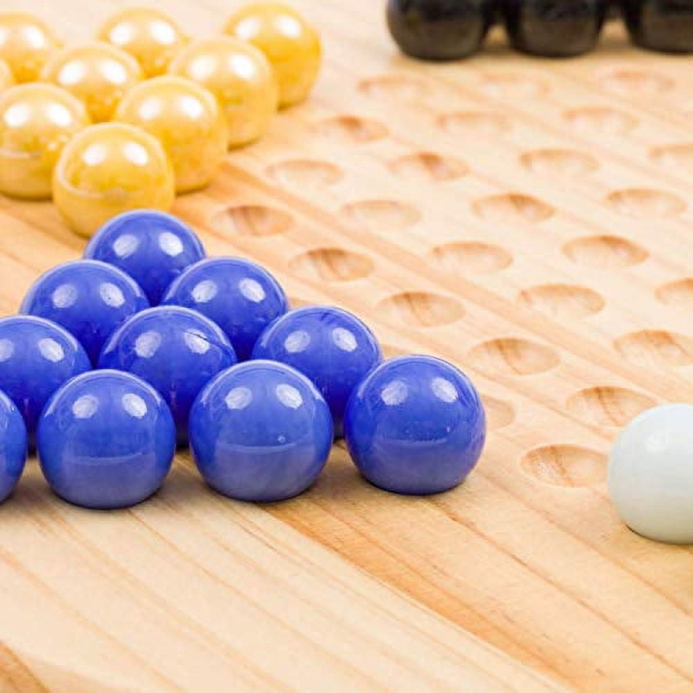 Regal Games Chinese Checkers Game Set with Natural Wood Board Game and 60 Glass Marbles, 11.5 inches