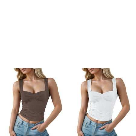 Wijhcboe 2 Pack Womens for Women plus Size Pack Underwear Tight Fitting Vest plus Size Womens Camisoles Top Lace Bra Tight Cotton Top Women Loose Fit Pack Fitting Underwear Top Sexy Bra Camisoles fo