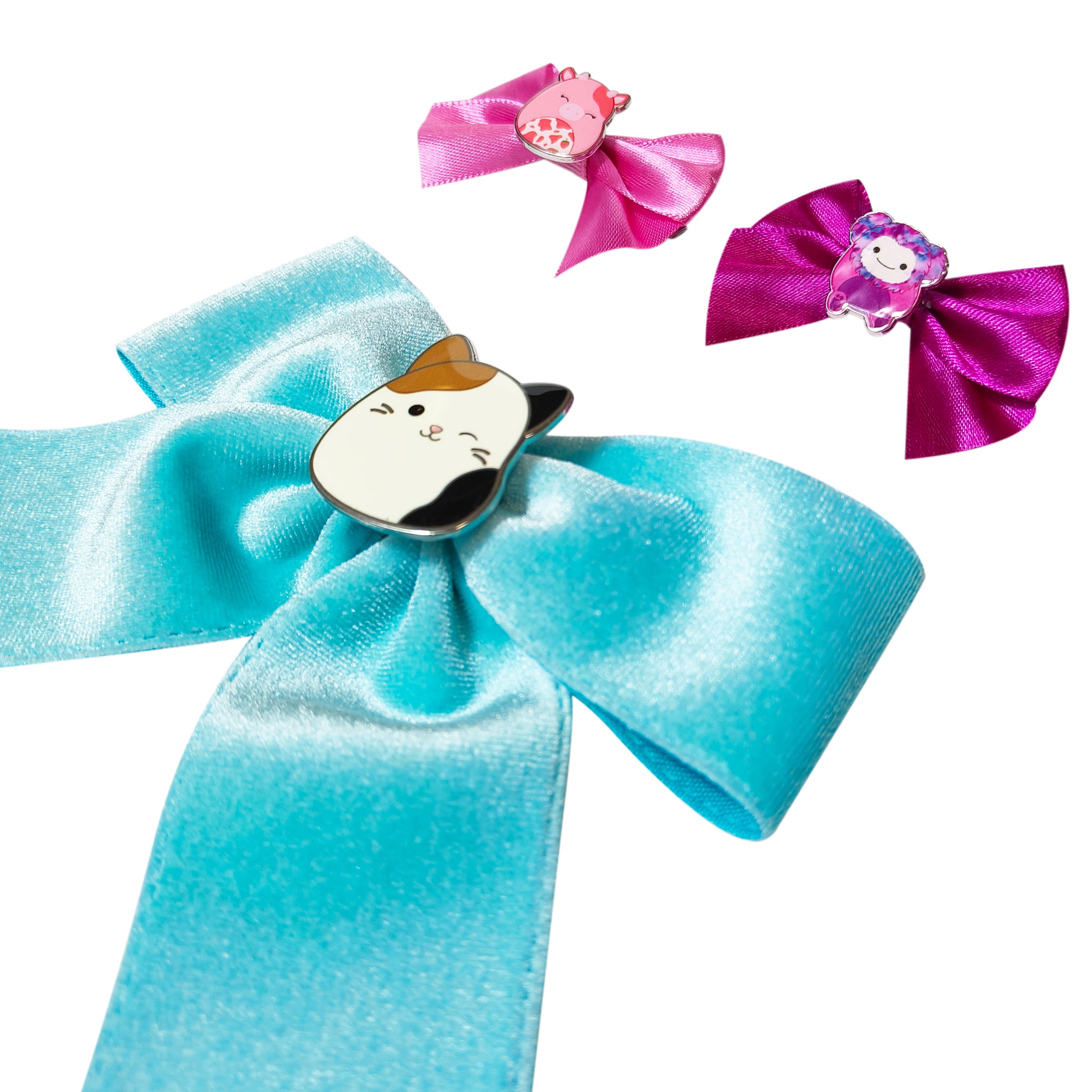 Squishmallow 3 Pack Clip Bows, 1 Large Bow and 2 Small Bows, All Ages