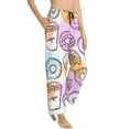 thumbnail image 2 of Disketp Donuts And Coffee Print Women'S Comfy Pajama Pants Casual Drawstring Palazzo Lounge Wide Leg Pants, 2 of 9