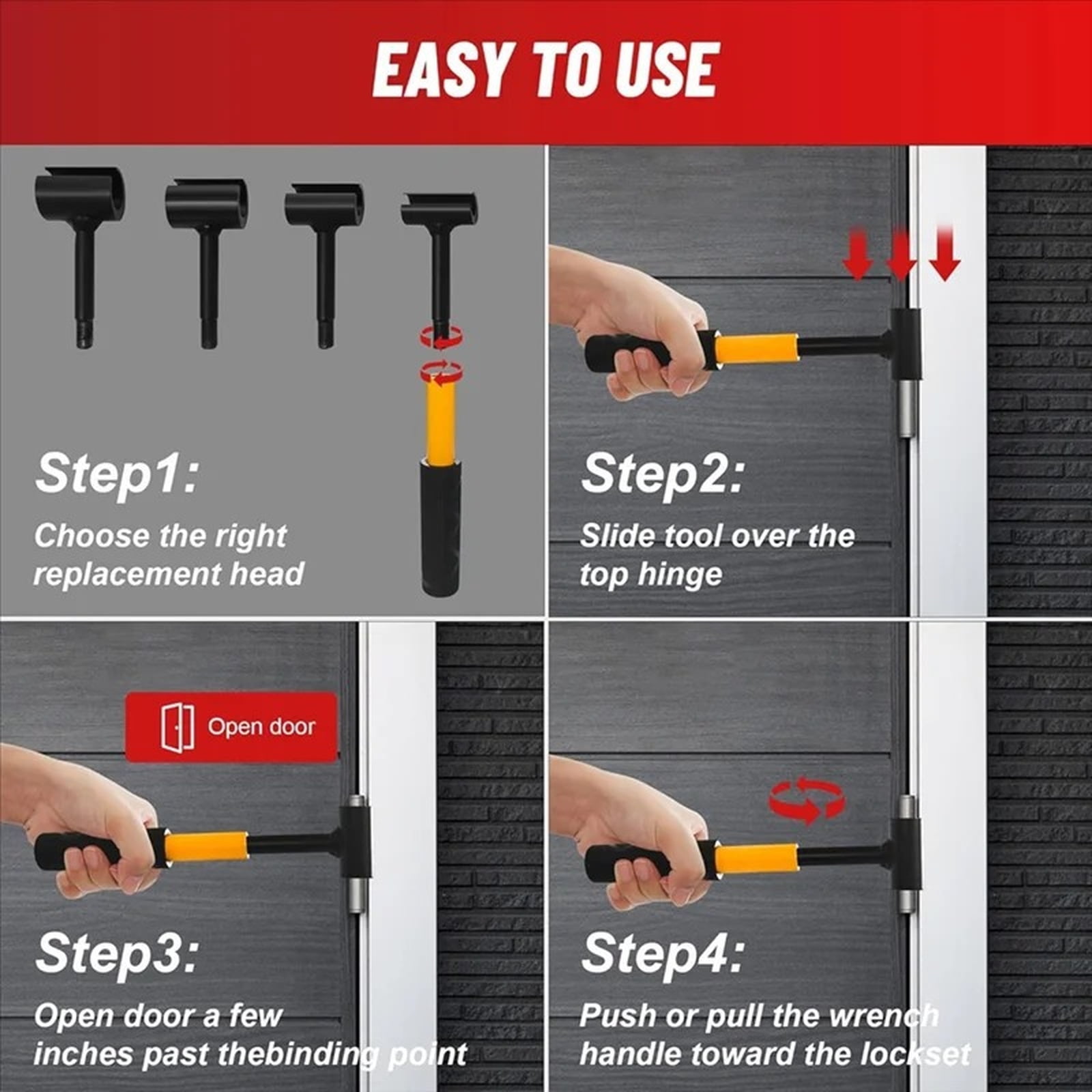 Hinge Adjustment Wrench Tool, 4 in 1 Multi Function Wrench for Door Hinge Repair, Heavy Duty Adjustable Wrench Tool for Home Door Installation Maintenance