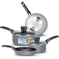 thumbnail image 1 of SereneLife Kitchenware Pots & Pans Basic Kitchen Cookware, Black Non-Stick Coating Inside, Heat Resistant Lacquer (6-Piece Set), One Size, Gray, 1 of 7