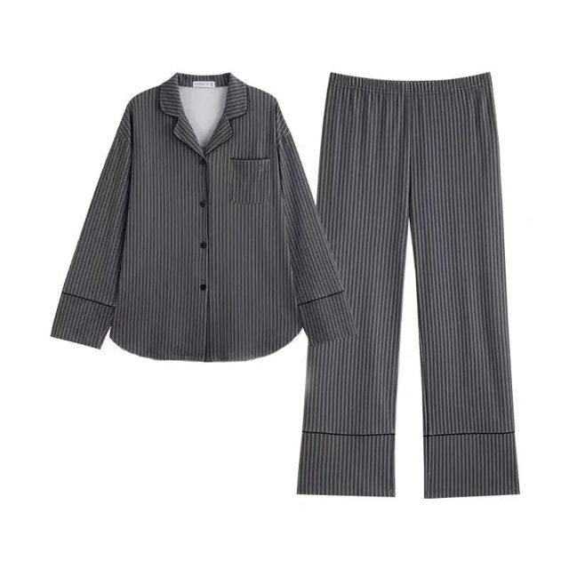 Conjunto de pijama a rayas para mujer, ropa de casa minimalista, moda de ocio, cómoda, suelta, estilo coreano, temperamento de primavera, nuevo