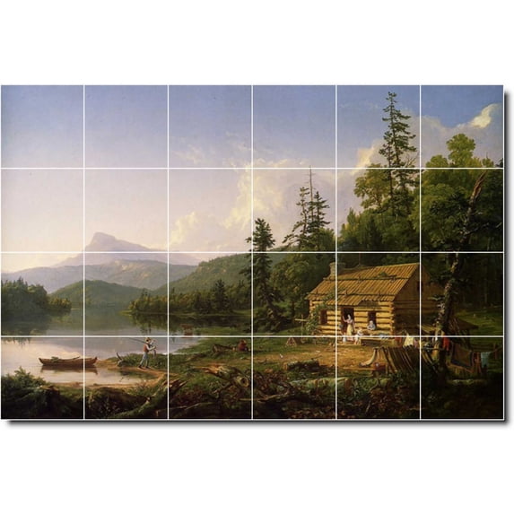 Ceramic Tile Mural-Thomas Cole Country Painting 343. 25.5" w x 17" h using (24) 4.25 x 4.25 ceramic tiles