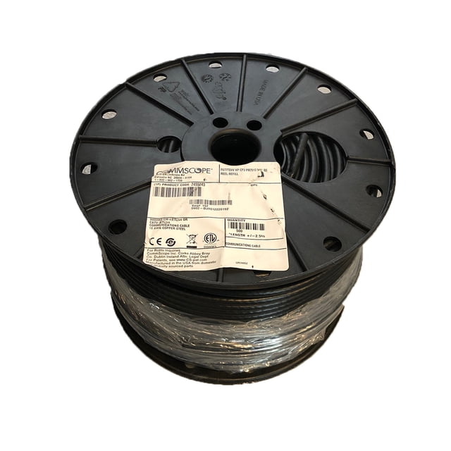 500 'Treel Spool CommScope F677tsvv Black RG6 Solo cable de audio / video coaxial coaxial sat?lite Commscope F677TSVV