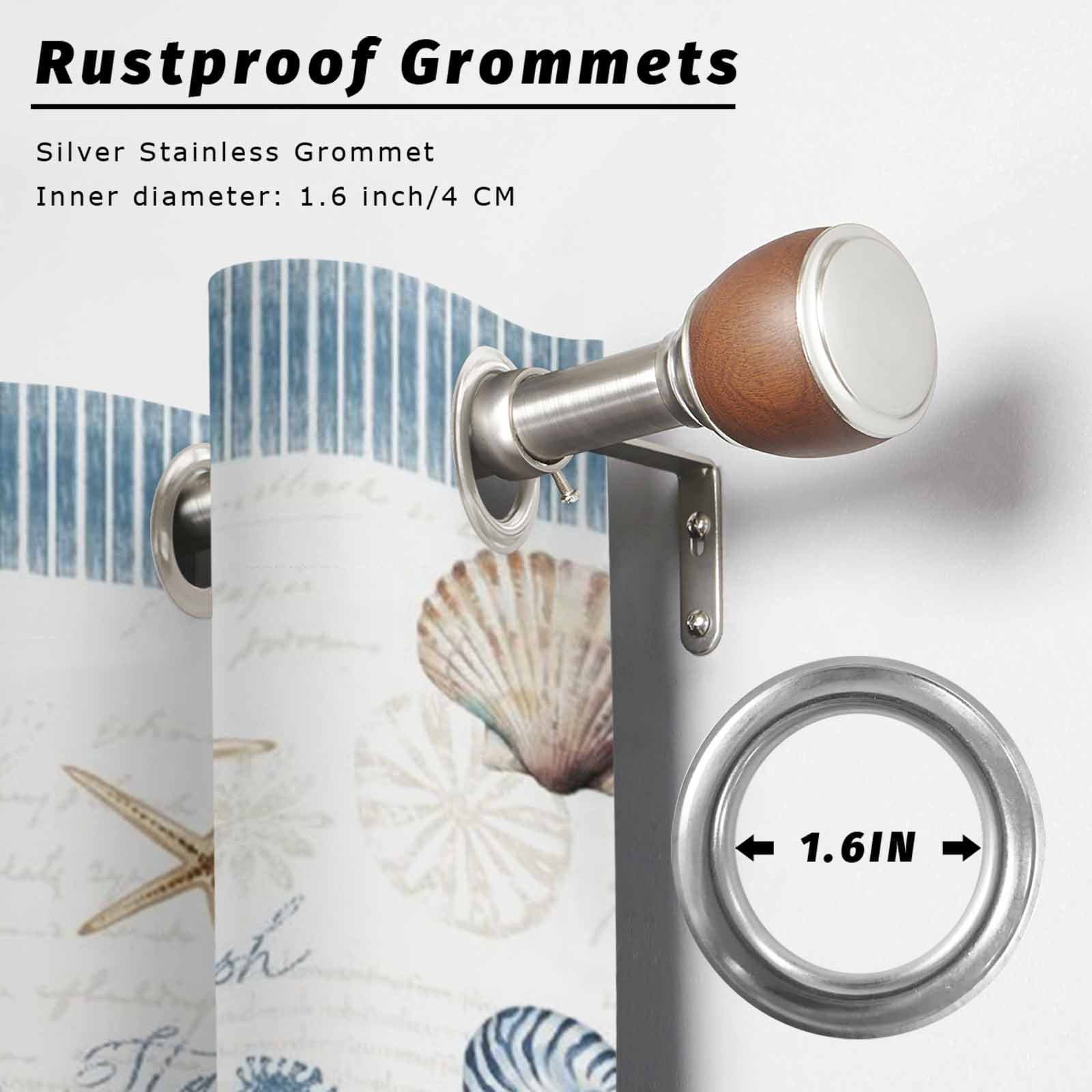 Summer Ocean Outdoor Curtains for Patio, Nautical Sea Starfish Seashell Coral Seahorse Blue Stripe Sunshade Privacy Drapes Grommet Waterproof Outside Curtains for Porch Balcony 54"x108", 1 Panel