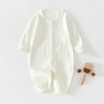 thumbnail image 2 of Ltctricy Newborn infant cotton Jumpsuits unisex baby boy girl Long Sleeve crew neck Button down footless Rompers one piece Outfits(White,12-18 Months), 2 of 6