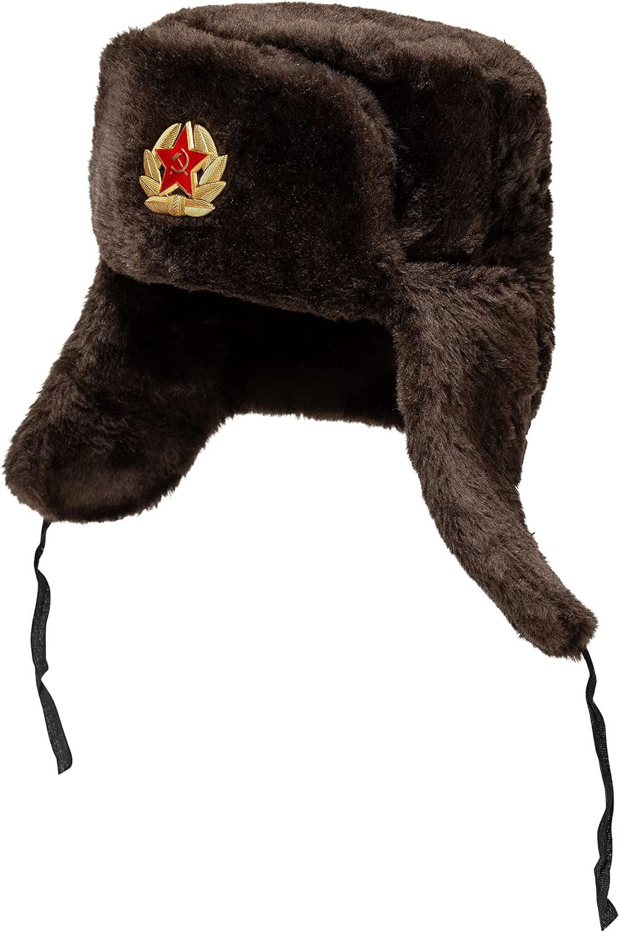HAHDAXIA Ushanka Russian Fur Hat - Soviet Army Trapper Hat