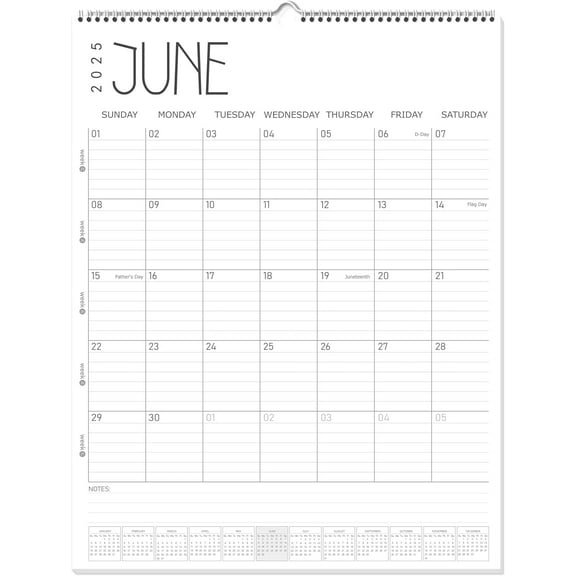 Wall Calendar 2025 Large, 22" x 17" Hanging Wall Calendar 19-Month from Jun. 2025 to Dec. 2026, 2025-2026 Hanging Wall Planner with Spiral Binding for School Home Office Planning & Organizing