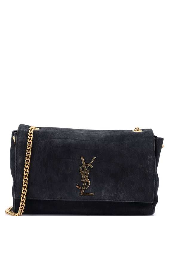 Pre-Owned Classic Monogram Reversible Shoulder Bag Crocodile Embossed Nubuck and Suede Medium By Rebag