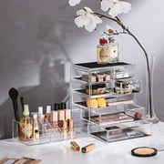 Acrylic Makeup Organizer with 7 Drawers & 16 Slots Jewelry Cosmetics Storage Box