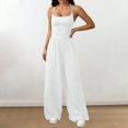 thumbnail image 2 of LEKODE Women's Jumpsuit Wide Leg Summer Pants for Women Comfy Beach Vacation Trendy Overalls Sleeveless Boho Jumpsuit Flowy Jumpsuits for Women Summer Rompers for Women 2026 White M, 2 of 6