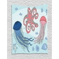 thumbnail image 1 of Jellyfish Tapestry, Underwater Cartoon Graphical Image of Marine Animals in the Ocean, Wall Hanging for Bedroom Living Room Dorm Decor, 40W X 60L Inches, Pale Blue and Multicolor, by Ambesonne, 1 of 2