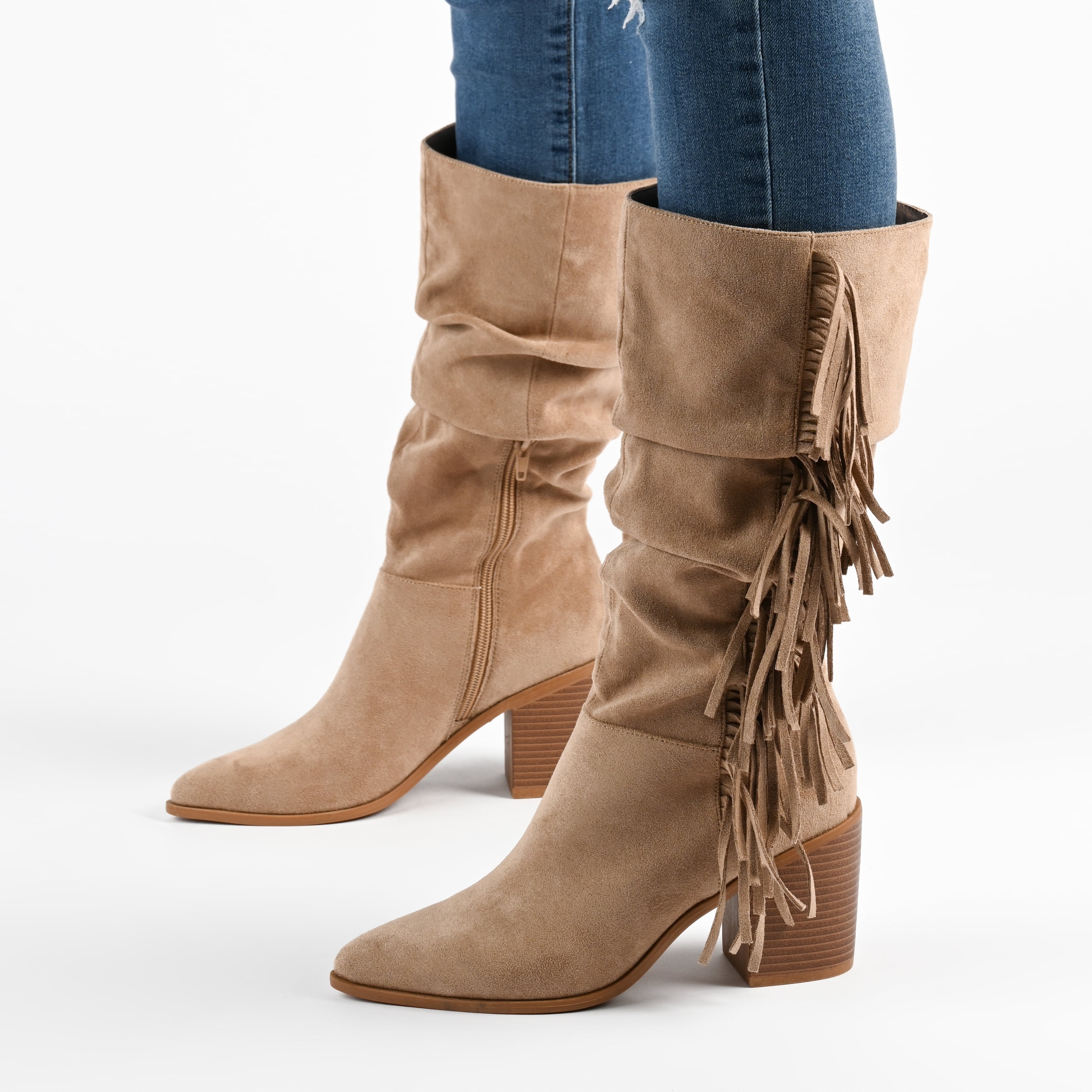 Journee Womens Hartly Wide Calf Western Mid Calf Boots