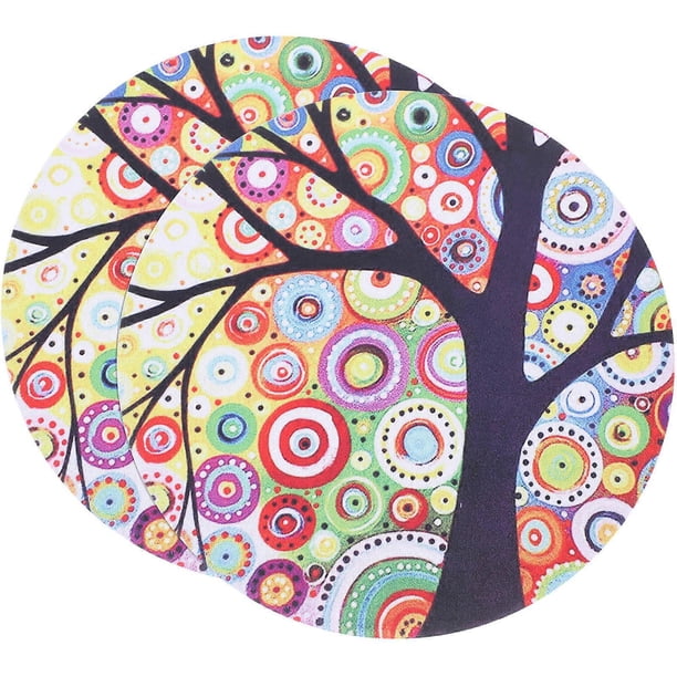 Print Round Mouse Pad Anti Slip Pattern Mat Designed For Computer Laptop Work 22CM Diameter 2Pcs