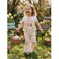 thumbnail image 6 of Coollooc Toddler Girl Plaid Jumpsuit, Easter Outfit Overalls Easter Eggs Bunny Embroidery Neck Strap Ruffled Leg Outfit, Romper Flare Pants Bell Bottom Jumpsuit(White,4Y), 6 of 9