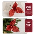 thumbnail image 3 of SHINYPASING 4 Pcs Fleurs Artificielles Rouges de Noël Poudre Scintillante pour Décoration de Guirlande d'Arbre Couronne, 3 of 7