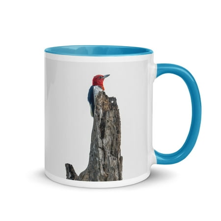 

Red-Headed woodpecker guarding the nest - Mug with Color Inside (Blue)