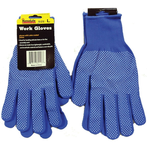 Blue Knit Gloves with PVC Dot Large