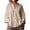 Beige, variant on cocolona Button Down Oversized Shirts Loose 3/4 Sleeve Lapel Blouses Solid Color Casual Tops
