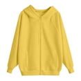 thumbnail image 4 of Girls Zip Up Hoodies, Teen Full-Zip Hooded Sweatshirt Jacket, Casual Fall Long Sleeve Solid Lightweight Outerwear with Pockets Yellow 170, 4 of 6